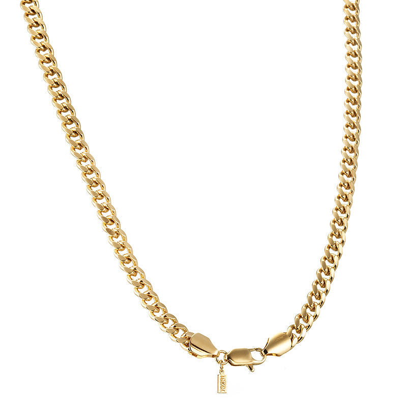 18ct Heavy Yellow Gold Plated Curb Chain Necklace with Lobster Clasp - USA Made-1